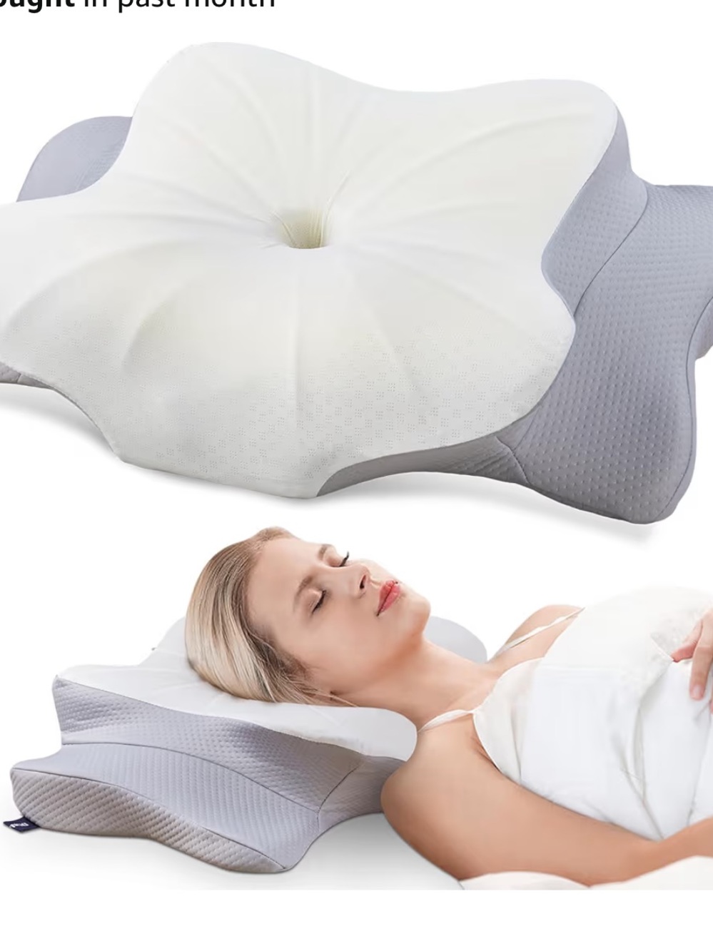 Contour Memory Foam Neck Pillow - White and Light Gray